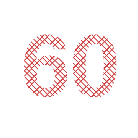 Transparent red number 60 with pattern for celebrations
