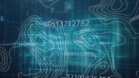 Futuristic Data Interface with Neon Numeric Visualizations