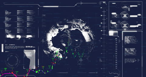 Abstract Digital Grid with Globe and Data Analytics