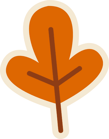 Bright cartoon autumn leaf on transparent background