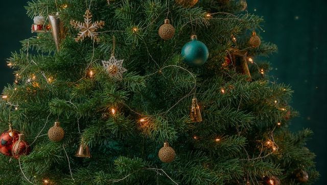 Luxurious Christmas Tree with Glittering Ornaments and Lights