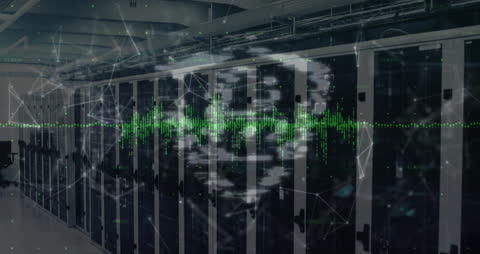 Digital Security Animation Over Data Center Servers