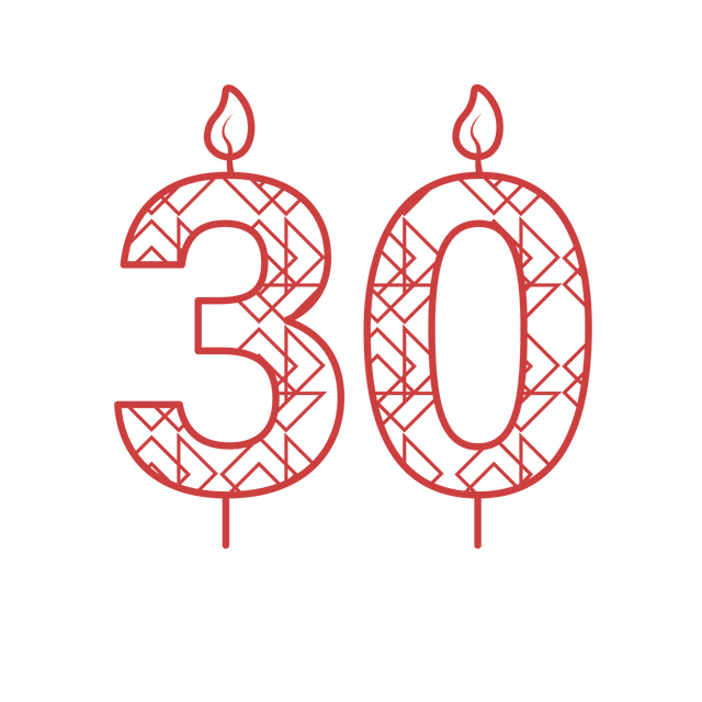 Red Birthday Candle Number 30 Patterned Transparent Background Vector - Download Free Stock Videos Pikwizard.com