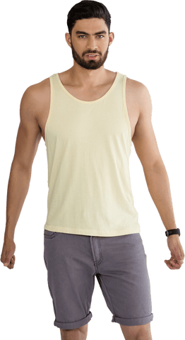 confident man in yellow tank top and shorts posing transparent background - Download Free Stock Videos Pikwizard.com