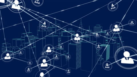 Digital Network Connections Over 3D Architectural City Model