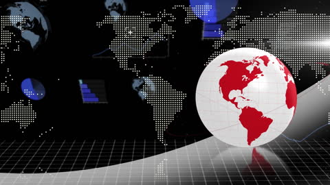 Digital Communication Concept with Global Map and Data