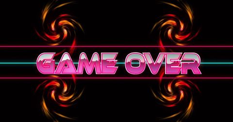 Retro Game Over Screen with Neon Lights