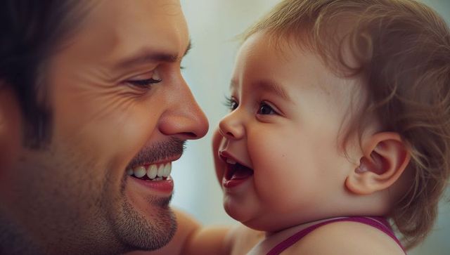 Father and Baby Sharing Tender Moment at Home