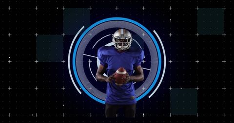 Rugby player with futuristic scanning background