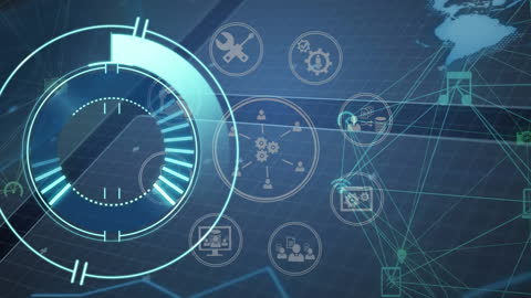 Futuristic Digital Technology Interface with Holographic Elements