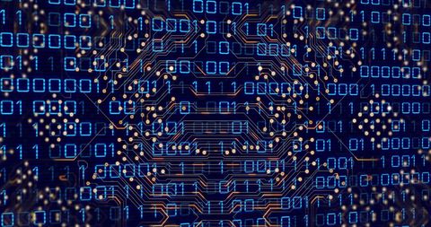 Glowing Circuit Board with Binary Data Background - Download Free Stock Images Pikwizard.com