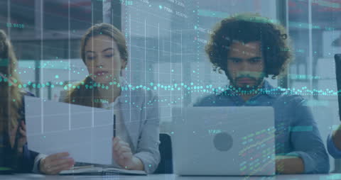 Team Analyzing Data with Modern Technology Interfaces