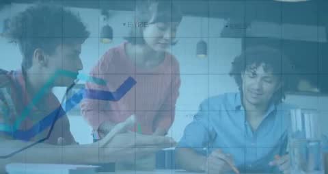 Colleagues Teamwork with Business Data and Graph Overlay