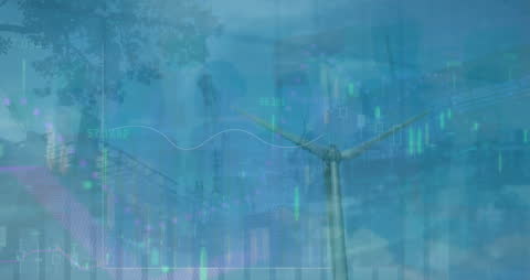 Digital Data Flow Surrounds Sustainable Energy Generation