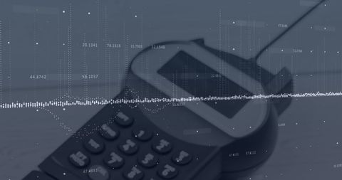 Digital Data Stream Overlaying Calculators - Download Free Stock Images Pikwizard.com