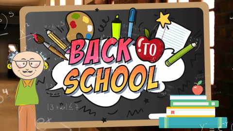 Back to School Chalkboard with Creative Illustrations