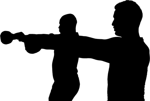 Men lifting dumbbells transparent vector illustration