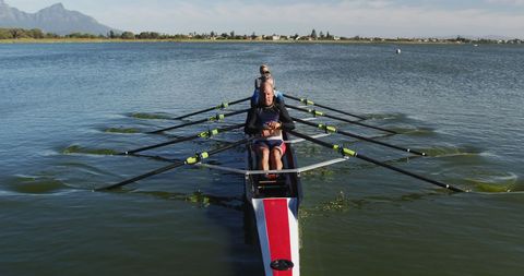 Senior Team Rowing Expedition on Serene River - Download Free Stock Images Pikwizard.com