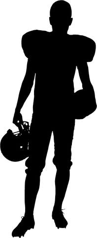 Athletic football player in motion on transparent background