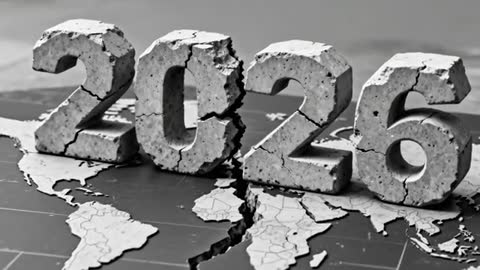 Cracked Concrete 2026 Numerals Breaking Through World Map Revealing Global Fracture