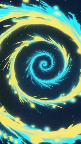 Dual-Color Spiral Galaxy Animation Rotating Through Starry Cosmos Vertical Loop