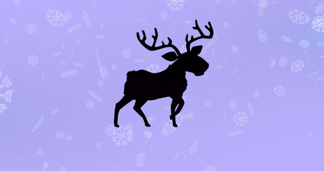 Silhouette of Reindeer Walking with Snowflakes on Purple Background - Download Free Stock Images Pikwizard.com