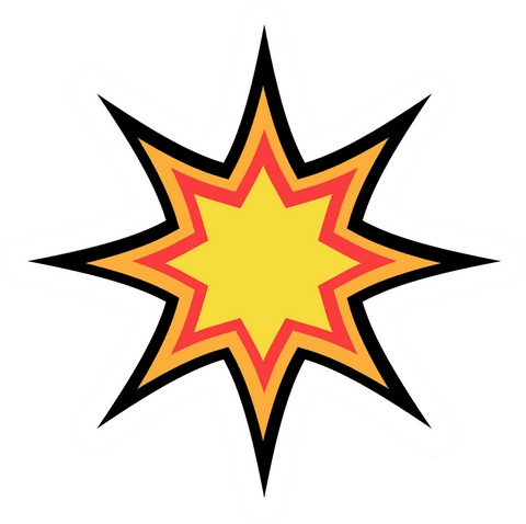 Flat starburst pop art vector on transparent background
