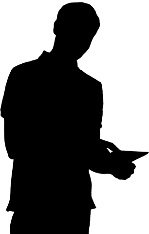 silhouette of man using tablet on transparent digital background - Download Free Stock Videos Pikwizard.com