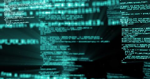 Digital Data Streams on Interface with Blue Code - Download Free Stock Images Pikwizard.com