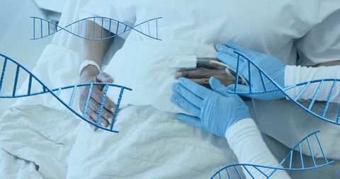 Healthcare professional examining patient with genetic study concept