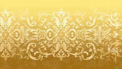 Seamless Gold Filigree Loop with Ornamental Rosette Scrolling Across Luminous Gradient