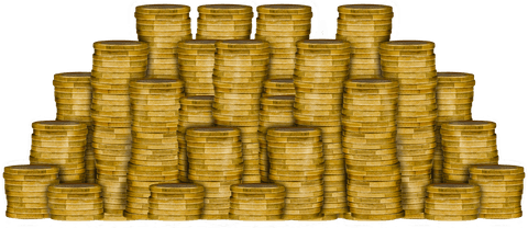 Transparent Towers of Coins Illustration on PNG Background