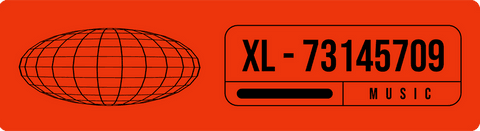 Wireframe globe with barcode and music label on transparent surface