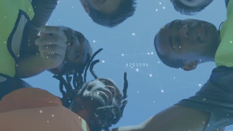 Diverse Rugby Teammates and Digital Network Connections