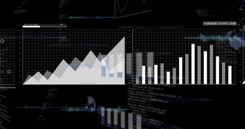 Digital Data Processing with Bar and Line Graphs - Download Free Stock Images Pikwizard.com