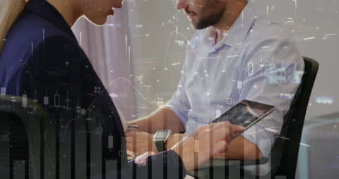 Business Professionals Analyzing Market Data on Smartphones