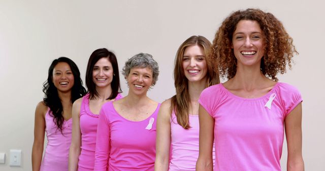 Diverse Group of Women Supporting Breast Cancer Awareness in Pink - Download Free Stock Images Pikwizard.com