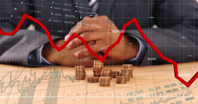 Businessman Calculating Finances with Declining Market Trends - Download Free Stock Images Pikwizard.com