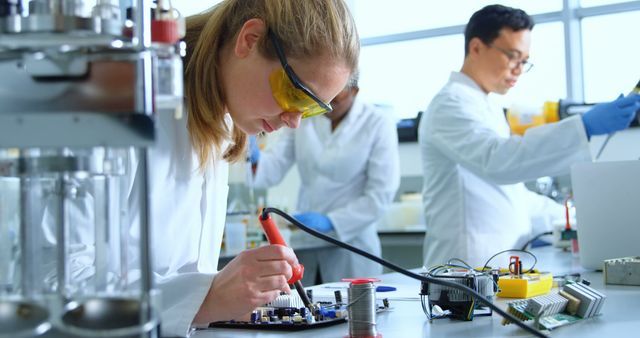 Scientist Team Conducting Electronic Experiments in Laboratory - Download Free Stock Images Pikwizard.com