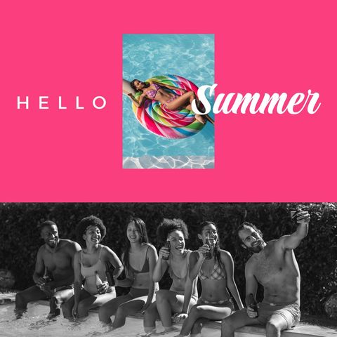 Summer Vibes with Friends at the Poolside - Download Free Stock Templates Pikwizard.com