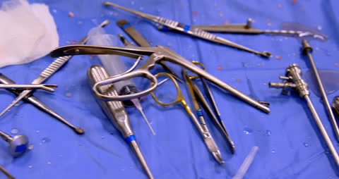 Surgical Instruments on Sterile Operating Room Table