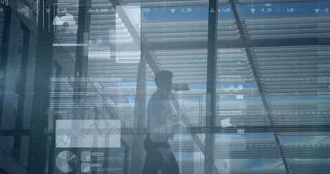 Blurry Business Perspective with Financial Charts and Data Elements