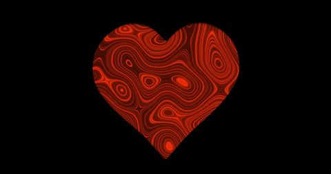 Dynamic Red Waves Pattern in Heart Shape on Black Background - Download Free Stock Images Pikwizard.com