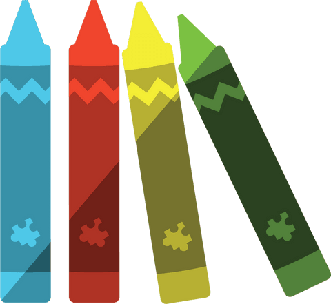 Colorful Crayons on Transparent Background for Educational Design