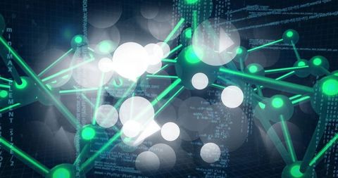 futuristic digital network with glowing nodes and binary code - Download Free Stock Images Pikwizard.com