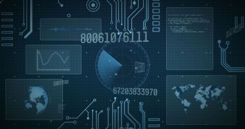 Futuristic Digital Interface with Radar and Data Processing Graphics - Download Free Stock Images Pikwizard.com
