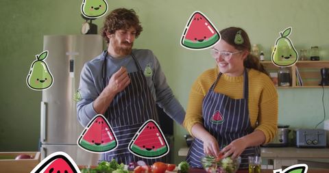 Fun cooking time with digital fruit elements