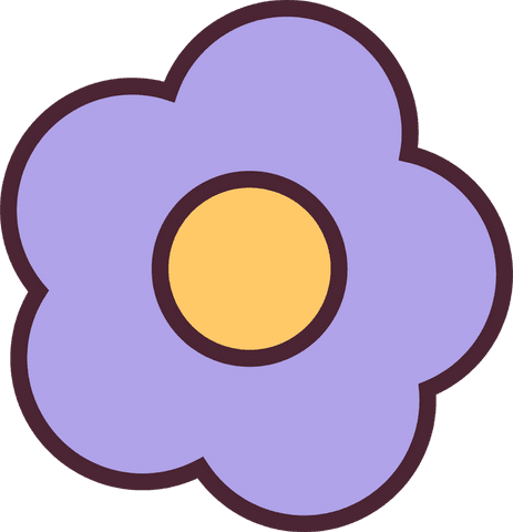 transparent lavender flower with yellow center cartoon illustration - Download Free Stock Videos Pikwizard.com