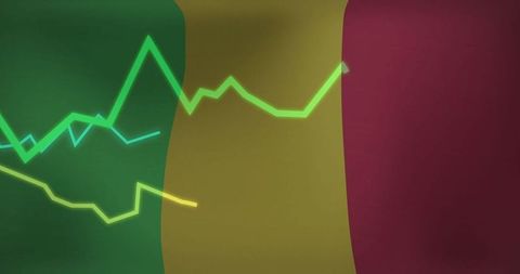 Dynamic neon line charts on futuristic background