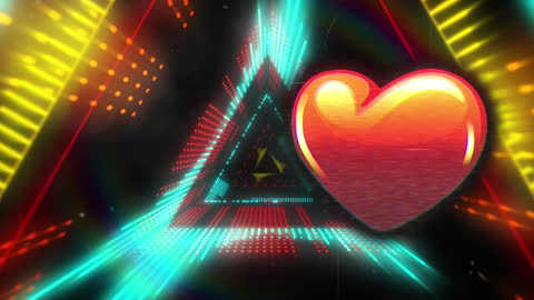 Heart Icon Over Vibrant Digital Tunnel Background